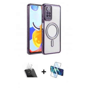 MARSİLYAN™- Redmi Note 12 Pro 4G Kılıf Zirve Doku Prime - Siyah 3D Antistatik Cam Ekran Koruyucu + Kamera Lens Koruma Cam - SF