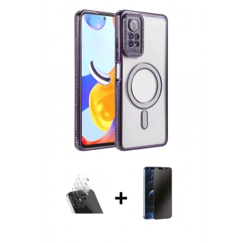 MARSİLYAN™- Redmi Note 12 Pro 4G Kılıf Zirve Doku Prime - Siyah 3D Antistatik Hayalet Cam Ekran Koruyucu + Kamera Lens Koruma Cam - SF