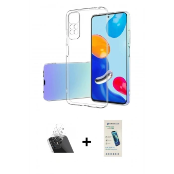MARSİLYAN™- Redmi Note 12 Pro 4G Kılıf Zirve Doku - Şeffaf Pasifik Cam Ekran Koruyucu + Kamera Lens Koruma Cam - SF