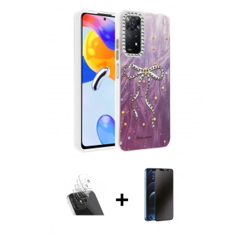 MARSİLYAN™- Redmi Note 12 Pro 4G Kılıf Zirve Modern Prime - Siyah 3D Antistatik Hayalet Cam Ekran Koruyucu + Kamera Lens Koruma Cam - SF