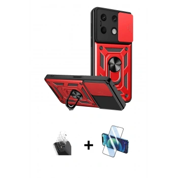 MARSİLYAN™- Redmi Note 13 4G Kılıf Ahenk Klasik - Siyah 3D Antistatik Cam Ekran Koruyucu + Kamera Lens Koruma Cam - SF