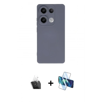 MARSİLYAN™- Redmi Note 13 4G Kılıf Ahenk Serisi - Siyah 3D Antistatik Seramik Nano Ekran Koruyucu + Kamera Lens Koruma Cam - SF