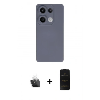 MARSİLYAN™- Redmi Note 13 4G Kılıf Ahenk Serisi - Siyah 6D Antistatik Mat Seramik Hayalet Nano Ekran Koruyucu + Kamera Lens Koruma Cam - SF