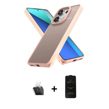 MARSİLYAN™- Redmi Note 13 4G Kılıf Atlas Form - Siyah 6D Antistatik Mat Seramik Hayalet Nano Ekran Koruyucu + Kamera Lens Koruma Cam - SF