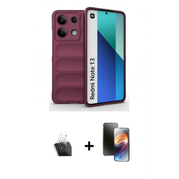 MARSİLYAN™- Redmi Note 13 4G Kılıf Atlas Koleksiyonu - Siyah 3D Antistatik Mat Seramik Nano Ekran Koruyucu + Kamera Lens Koruma Cam - SF