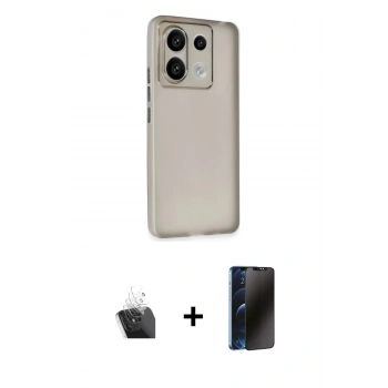 MARSİLYAN™- Redmi Note 13 4G Kılıf Atlas Minimal Prime - Siyah 3D Antistatik Hayalet Cam Ekran Koruyucu + Kamera Lens Koruma Cam - SF