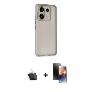 MARSİLYAN™- Redmi Note 13 4G Kılıf Atlas Minimal Prime - Siyah 3D Antistatik Mat Seramik Nano Ekran Koruyucu + Kamera Lens Koruma Cam - SF
