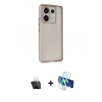 MARSİLYAN™- Redmi Note 13 4G Kılıf Atlas Minimal Prime - Siyah 3D Antistatik Seramik Nano Ekran Koruyucu + Kamera Lens Koruma Cam - SF