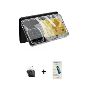 MARSİLYAN™- Redmi Note 13 4G Kılıf Doruk Klasik Koleksiyonu - Şeffaf Pasifik Cam Ekran Koruyucu + Kamera Lens Koruma Cam - SF