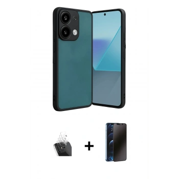 MARSİLYAN™- Redmi Note 13 4G Kılıf Kıvılcım Işık Serisi - Siyah 3D Antistatik Hayalet Cam Ekran Koruyucu + Kamera Lens Koruma Cam - SF
