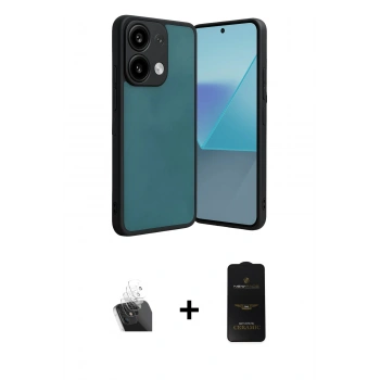 MARSİLYAN™- Redmi Note 13 4G Kılıf Kıvılcım Işık Serisi - Siyah 6D Antistatik Mat Seramik Hayalet Nano Ekran Koruyucu + Kamera Lens Koruma Cam - SF