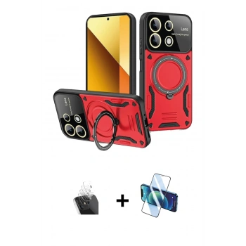 MARSİLYAN™- Redmi Note 13 4G Kılıf Kıvılcım Modern Serisi - Siyah 3D Antistatik Cam Ekran Koruyucu + Kamera Lens Koruma Cam - SF