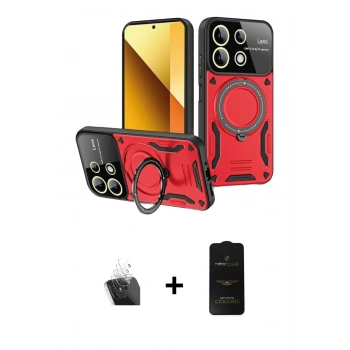 MARSİLYAN™- Redmi Note 13 4G Kılıf Kıvılcım Modern Serisi - Siyah 6D Antistatik Mat Seramik Hayalet Nano Ekran Koruyucu + Kamera Lens Koruma Cam - SF