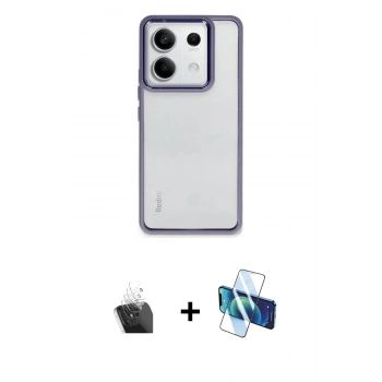 MARSİLYAN™- Redmi Note 13 4G Kılıf Nova Işık Serisi - Siyah 3D Antistatik Cam Ekran Koruyucu + Kamera Lens Koruma Cam - SF