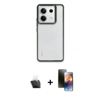 MARSİLYAN™- Redmi Note 13 4G Kılıf Nova Işık Serisi - Siyah 3D Antistatik Mat Seramik Nano Ekran Koruyucu + Kamera Lens Koruma Cam - SF