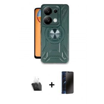 MARSİLYAN™- Redmi Note 13 4G Kılıf Nova Yansıma Prime - Siyah 3D Antistatik Hayalet Cam Ekran Koruyucu + Kamera Lens Koruma Cam - SF