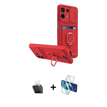 MARSİLYAN™- Redmi Note 13 4G Kılıf Vadi Form Prime - Siyah 3D Antistatik Cam Ekran Koruyucu + Kamera Lens Koruma Cam - SF