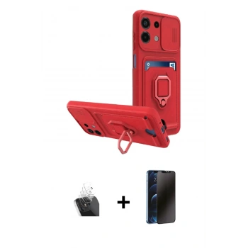 MARSİLYAN™- Redmi Note 13 4G Kılıf Vadi Form Prime - Siyah 3D Antistatik Hayalet Cam Ekran Koruyucu + Kamera Lens Koruma Cam - SF