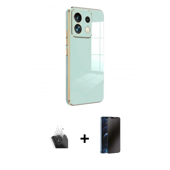 MARSİLYAN™- Redmi Note 13 4G Kılıf Yankı Serisi - Siyah 3D Antistatik Hayalet Cam Ekran Koruyucu + Kamera Lens Koruma Cam - SF