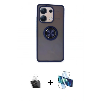 MARSİLYAN™- Redmi Note 13 4G Kılıf Yörünge Çizgi - Siyah 3D Antistatik Cam Ekran Koruyucu + Kamera Lens Koruma Cam - SF