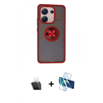 MARSİLYAN™- Redmi Note 13 4G Kılıf Yörünge Çizgi - Siyah 3D Antistatik Seramik Nano Ekran Koruyucu + Kamera Lens Koruma Cam - SF