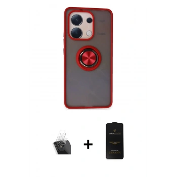 MARSİLYAN™- Redmi Note 13 4G Kılıf Yörünge Çizgi - Siyah 6D Antistatik Mat Seramik Hayalet Nano Ekran Koruyucu + Kamera Lens Koruma Cam - SF