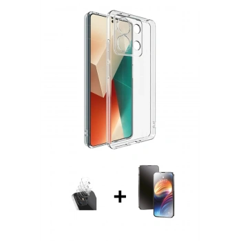 MARSİLYAN™- Redmi Note 13 4G Kılıf Zirve Doku - Siyah 3D Antistatik Mat Seramik Nano Ekran Koruyucu + Kamera Lens Koruma Cam - SF