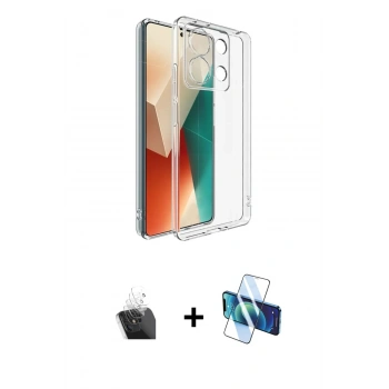 MARSİLYAN™- Redmi Note 13 4G Kılıf Zirve Doku - Siyah 3D Antistatik Seramik Nano Ekran Koruyucu + Kamera Lens Koruma Cam - SF