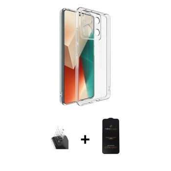 MARSİLYAN™- Redmi Note 13 4G Kılıf Zirve Doku - Siyah 6D Antistatik Mat Seramik Hayalet Nano Ekran Koruyucu + Kamera Lens Koruma Cam - SF
