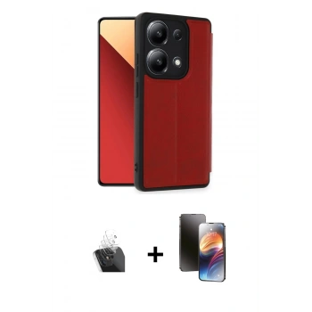 MARSİLYAN™- Redmi Note 13 4G Kılıf Zirve Yansıma Serisi - Siyah 3D Antistatik Mat Seramik Nano Ekran Koruyucu + Kamera Lens Koruma Cam - SF