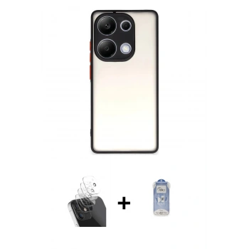 MARSİLYAN™- Redmi Note 13 Pro 4G Kılıf Ahenk Çizgi Serisi - Siyah Joko Magic 5D Cam + Kamera Lens Koruma Cam - SF