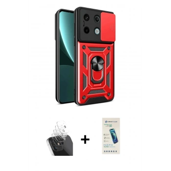 MARSİLYAN™- Redmi Note 13 Pro 4G Kılıf Ahenk Klasik - Şeffaf Pasifik Cam Ekran Koruyucu + Kamera Lens Koruma Cam - SF