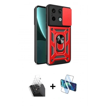 MARSİLYAN™- Redmi Note 13 Pro 4G Kılıf Ahenk Klasik - Siyah 3D Antistatik Cam Ekran Koruyucu + Kamera Lens Koruma Cam - SF