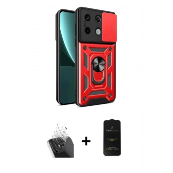 MARSİLYAN™- Redmi Note 13 Pro 4G Kılıf Ahenk Klasik - Siyah 6D Antistatik Mat Seramik Hayalet Nano Ekran Koruyucu + Kamera Lens Koruma Cam - SF