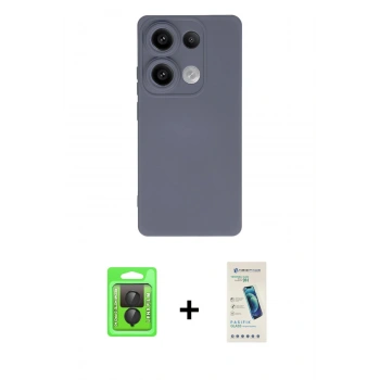 MARSİLYAN™- Redmi Note 13 Pro 4G Kılıf Ahenk Serisi - Şeffaf Pasifik Cam Ekran Koruyucu + Raze Metal Kamera Lens - SH