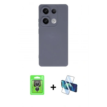 MARSİLYAN™- Redmi Note 13 Pro 4G Kılıf Ahenk Serisi - Siyah 3D Antistatik Seramik Nano Ekran Koruyucu + Raze Metal Kamera Lens - GS