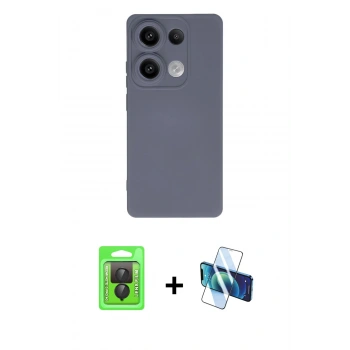 MARSİLYAN™- Redmi Note 13 Pro 4G Kılıf Ahenk Serisi - Siyah 3D Antistatik Seramik Nano Ekran Koruyucu + Raze Metal Kamera Lens - SH