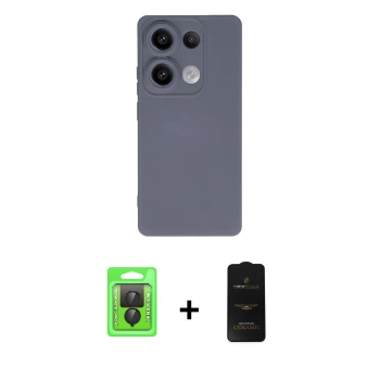 MARSİLYAN™- Redmi Note 13 Pro 4G Kılıf Ahenk Serisi - Siyah 6D Antistatik Mat Seramik Hayalet Nano Ekran Koruyucu + Raze Metal Kamera Lens - SH