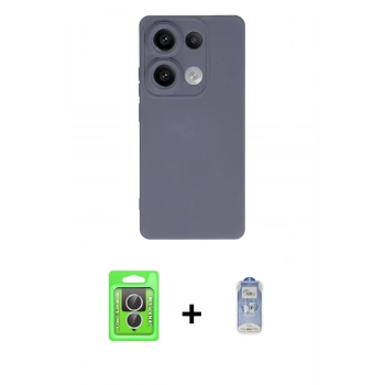 MARSİLYAN™- Redmi Note 13 Pro 4G Kılıf Ahenk Serisi - Siyah Joko Magic 5D Cam + Raze Metal Kamera Lens - GS