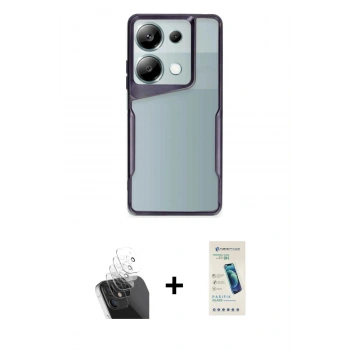 MARSİLYAN™- Redmi Note 13 Pro 4G Kılıf Akış Çizgi Koleksiyonu - Şeffaf Pasifik Cam Ekran Koruyucu + Kamera Lens Koruma Cam - SF