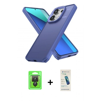 MARSİLYAN™- Redmi Note 13 Pro 4G Kılıf Atlas Form - Şeffaf Pasifik Cam Ekran Koruyucu + Raze Metal Kamera Lens - SH