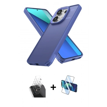MARSİLYAN™- Redmi Note 13 Pro 4G Kılıf Atlas Form - Siyah 3D Antistatik Seramik Nano Ekran Koruyucu + Kamera Lens Koruma Cam - SF