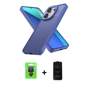 MARSİLYAN™- Redmi Note 13 Pro 4G Kılıf Atlas Form - Siyah 6D Antistatik Mat Seramik Hayalet Nano Ekran Koruyucu + Raze Metal Kamera Lens - SH