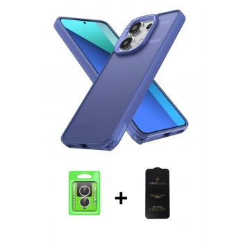 MARSİLYAN™- Redmi Note 13 Pro 4G Kılıf Atlas Form - Siyah 6D Antistatik Mat Seramik Hayalet Nano Ekran Koruyucu + Raze Metal Kamera Lens - GS