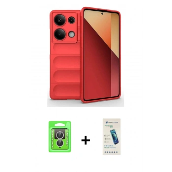 MARSİLYAN™- Redmi Note 13 Pro 4G Kılıf Atlas Koleksiyonu - Şeffaf Pasifik Cam Ekran Koruyucu + Raze Metal Kamera Lens - GS