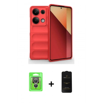 MARSİLYAN™- Redmi Note 13 Pro 4G Kılıf Atlas Koleksiyonu - Siyah 6D Antistatik Mat Seramik Hayalet Nano Ekran Koruyucu + Raze Metal Kamera Lens - GS