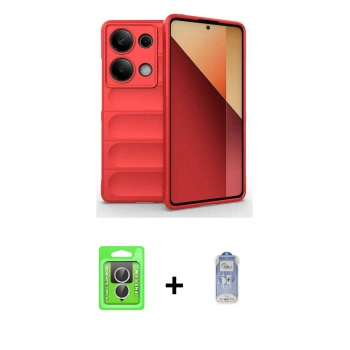 MARSİLYAN™- Redmi Note 13 Pro 4G Kılıf Atlas Koleksiyonu - Siyah Joko Magic 5D Cam + Raze Metal Kamera Lens - GS