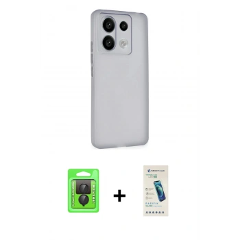 MARSİLYAN™- Redmi Note 13 Pro 4G Kılıf Atlas Minimal Prime - Şeffaf Pasifik Cam Ekran Koruyucu + Raze Metal Kamera Lens - SH