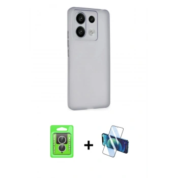 MARSİLYAN™- Redmi Note 13 Pro 4G Kılıf Atlas Minimal Prime - Siyah 3D Antistatik Cam Ekran Koruyucu + Raze Metal Kamera Lens - GS