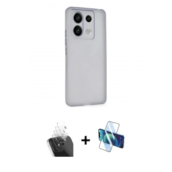 MARSİLYAN™- Redmi Note 13 Pro 4G Kılıf Atlas Minimal Prime - Siyah 3D Antistatik Cam Ekran Koruyucu + Kamera Lens Koruma Cam - SF